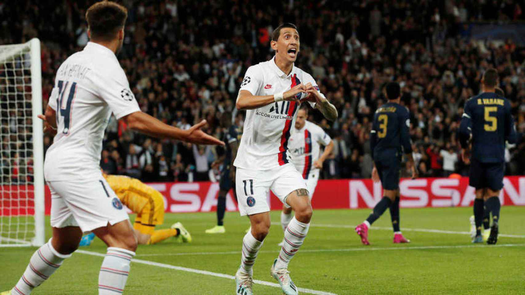 Di María, celebrando su gol al Madrid en Champions | EFE