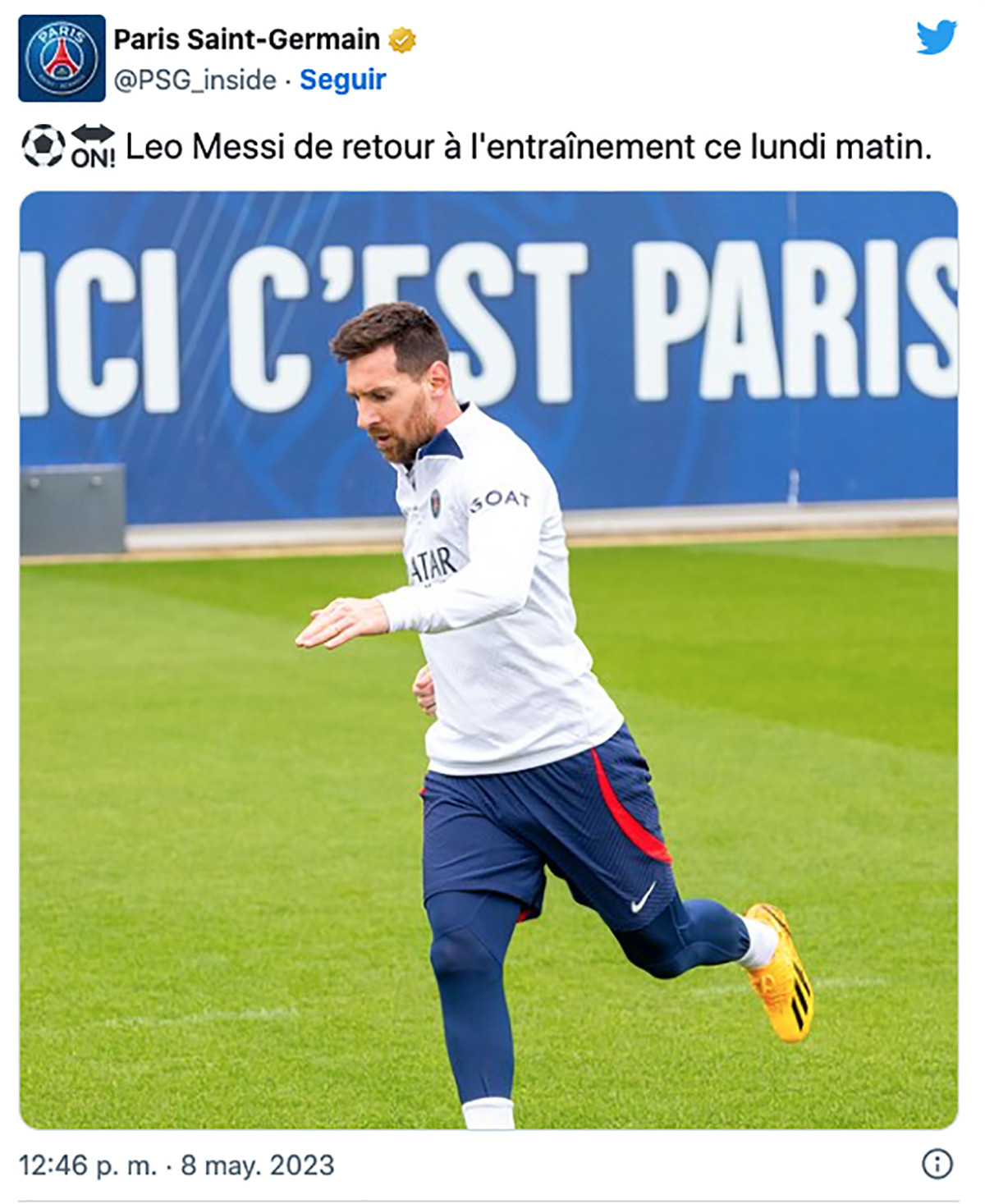 El PSG anuncia la vuelta de Messi a los entrenamientos / PSG