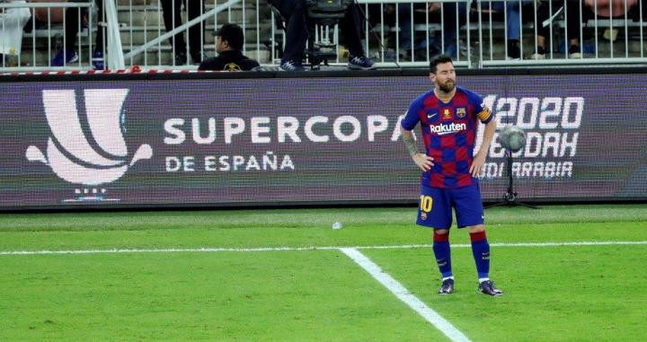 Messi, desolado tras caer ante el Atlético / EFE