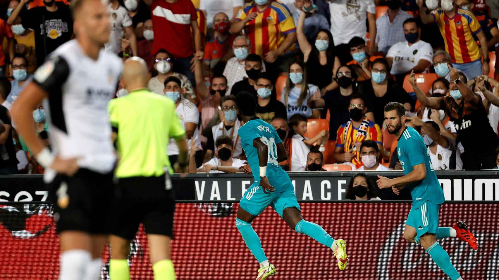 Vinicius celebrando su gol contra el Valencia / EFE