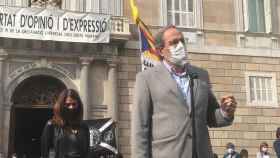 Quim Torra, dando un discurso ante la Generalitat en pleno auge de la pandemia de coronavirus / EUROPA PRESS