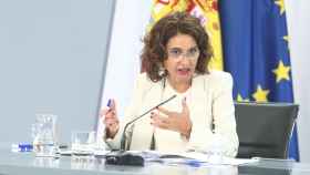 La ministra de Hacienda, María Jesús Montero, tras dar cuenta de las negociaciones sobre el teletrabajo / EP