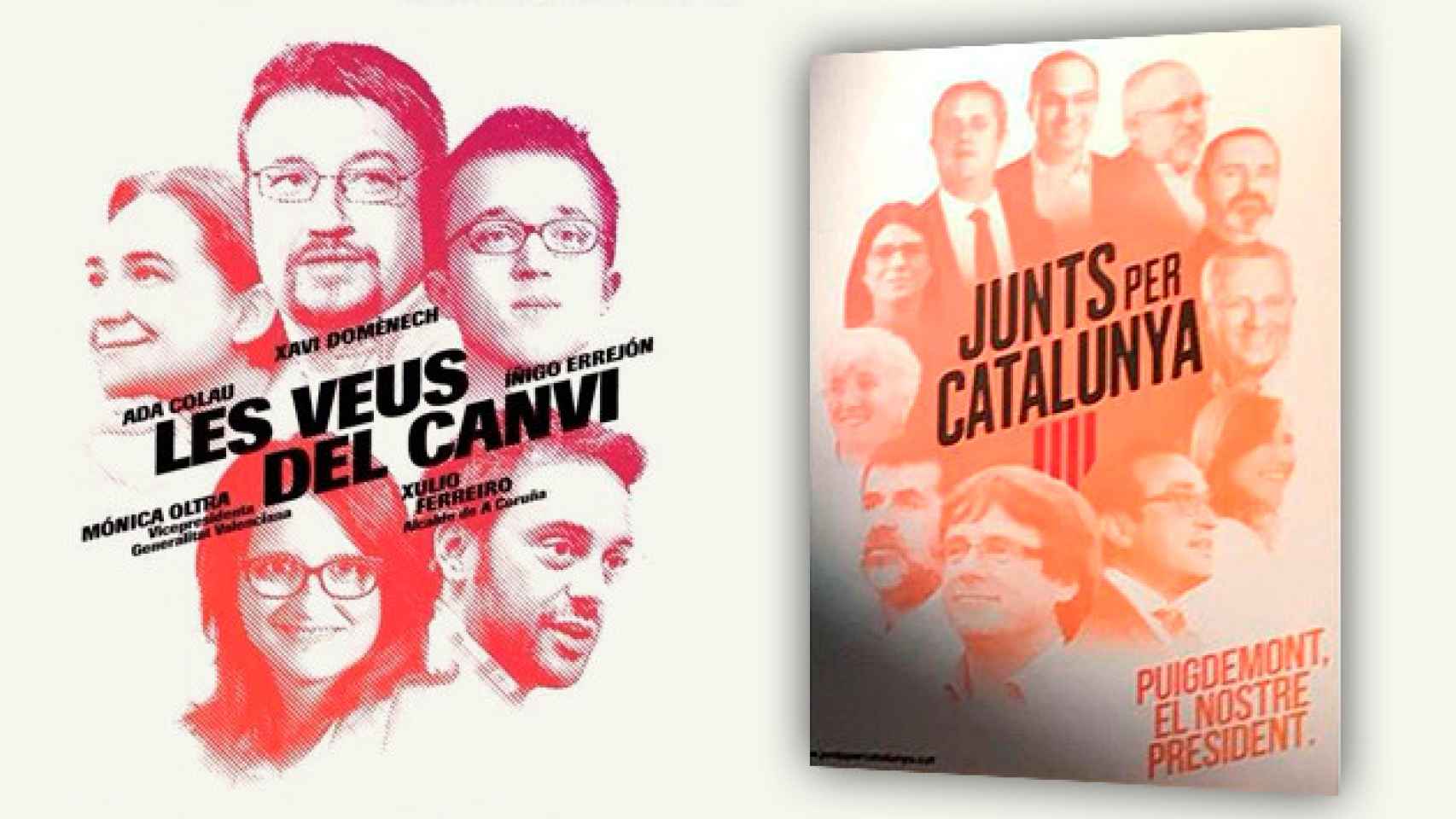 Comparación de los carteles electorales de Catalunya en Comú y Junts per Catalunya / CG