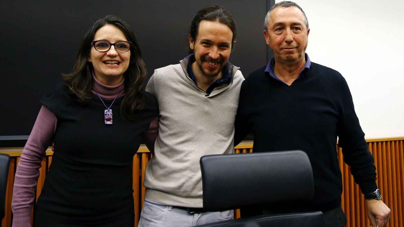 Mónica Oltra, Pablo Iglesias y Joan Baldoví en una imagen de archivo / EFE