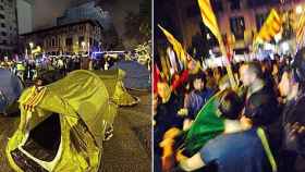 Los Mossos desmantelan una acampada independentista ante la Delegación del Gobierno en Cataluña