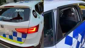Un coche de policía de Torredembarra con los cristales rotos tras el ataque / AJUNTAMENT TORREDEMBARRA