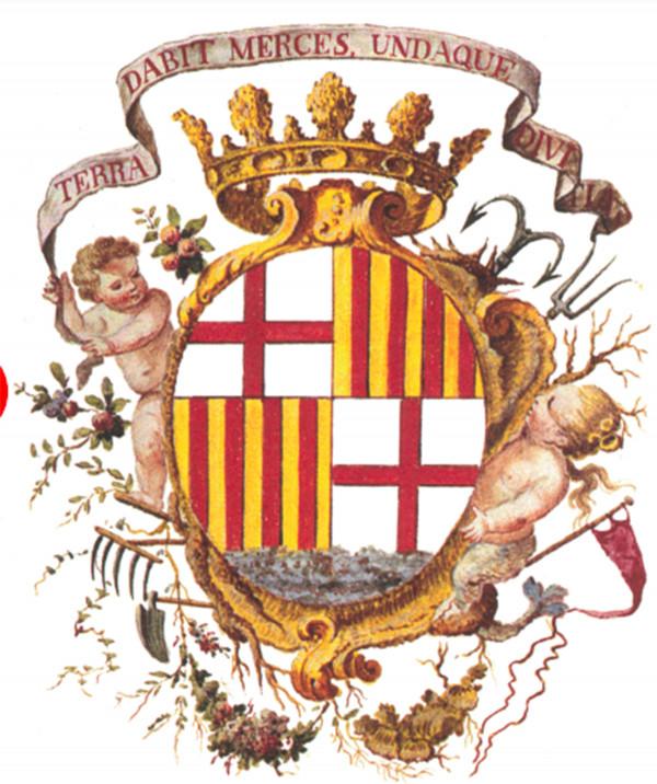 Corona real en el antiguo escudo de la Cámara de Comercio
