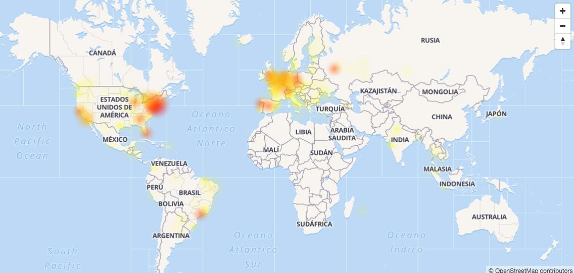 Lugares que reportan la caída de Instagram