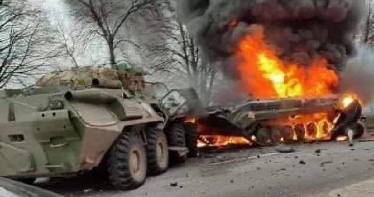 Vehículos militares del Ejército ruso en Hlukhiv, Ucrania / MINISTERIO DE DEFENSA DE UCRANIA