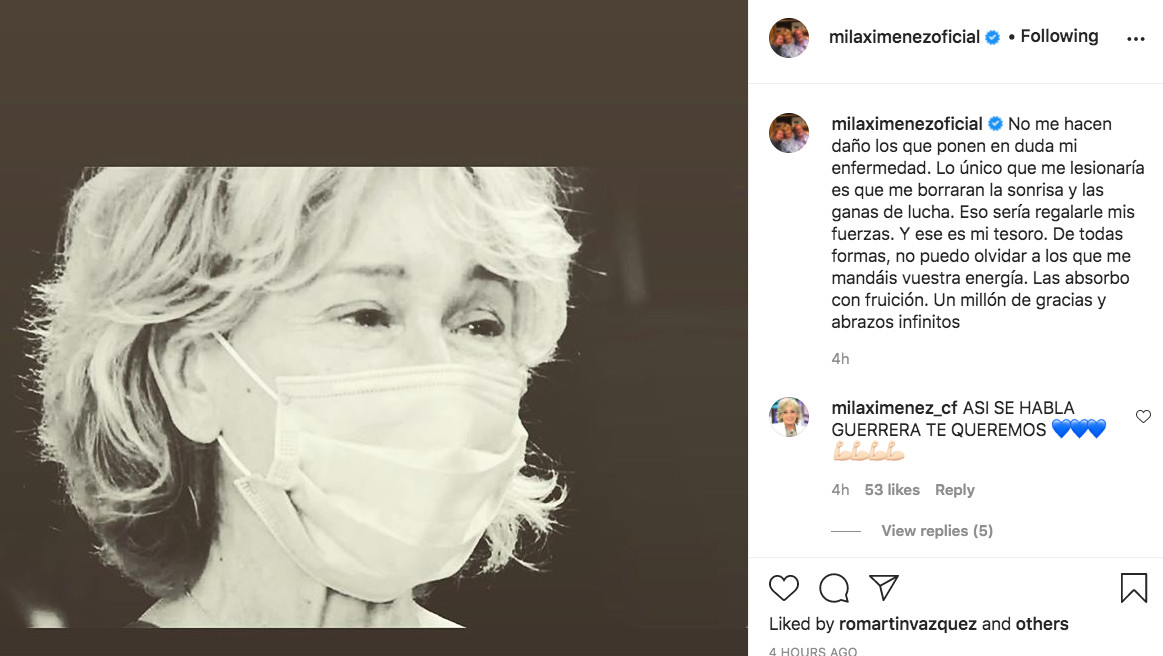 Mila Ximénez arremete contra los que ponen en duda su cáncer de pulmón / INSTAGRAM