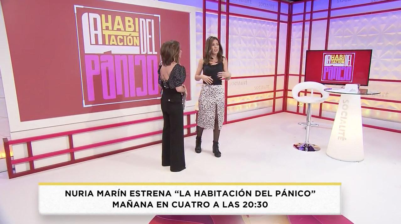 Nuria Marín acude al plató de 'Socialité' para presentar su nuevo programa 'La habitación del pánico' / MEDIASET