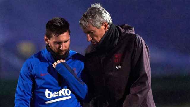 Setién, junto a Messi en un entrenamiento | FCB