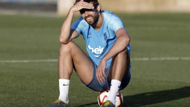 Una foto de Gerard Piqué durante un entrenamiento del Barça / FCB