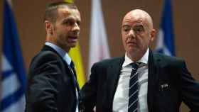 Aleksander Ceferin y Gianni Infantino en una reunión entre UEFA y FIFA / RC
