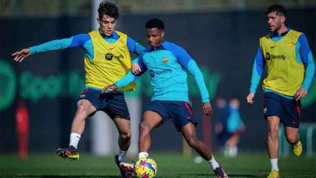 Ansu Fati, durante un entrenamiento con el FC Barcelona esta temporada / FCB