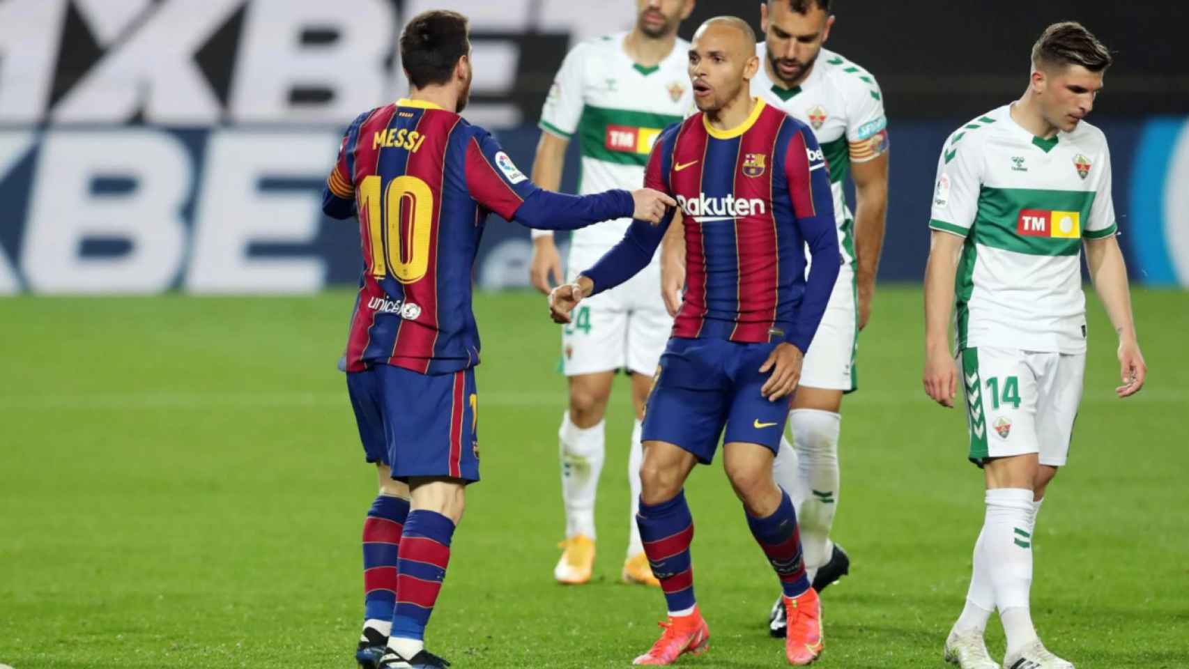 Messi y Braithwaite celebrando el primer gol del argentino / FC Barcelona