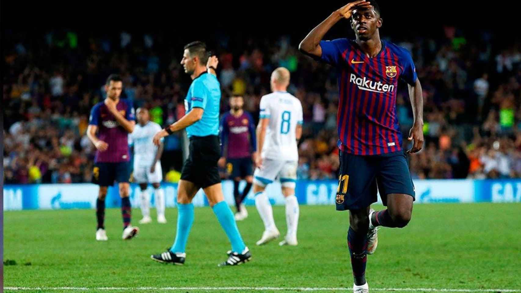 Ousmane Dembelé celebra un gol con el Barça / EFE