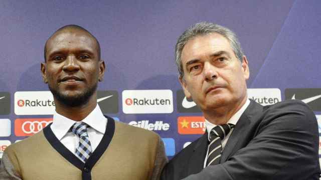 Eric Abidal y Pep Segura, secretarios técnicos del Barça / EFE