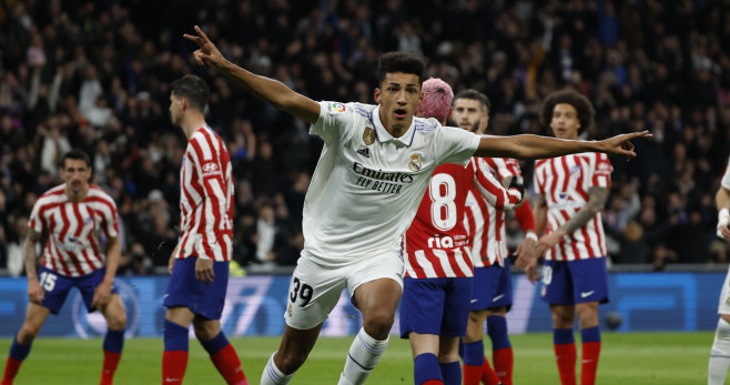 Álvaro Rodríguez, celebrando el gol marcado al Atlético de Madrid / EFE