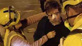 Un manifestante independentista herido en el corte diario de tráfico de la Meridiana de Barcelona / @CUPStap (TWITTER)
