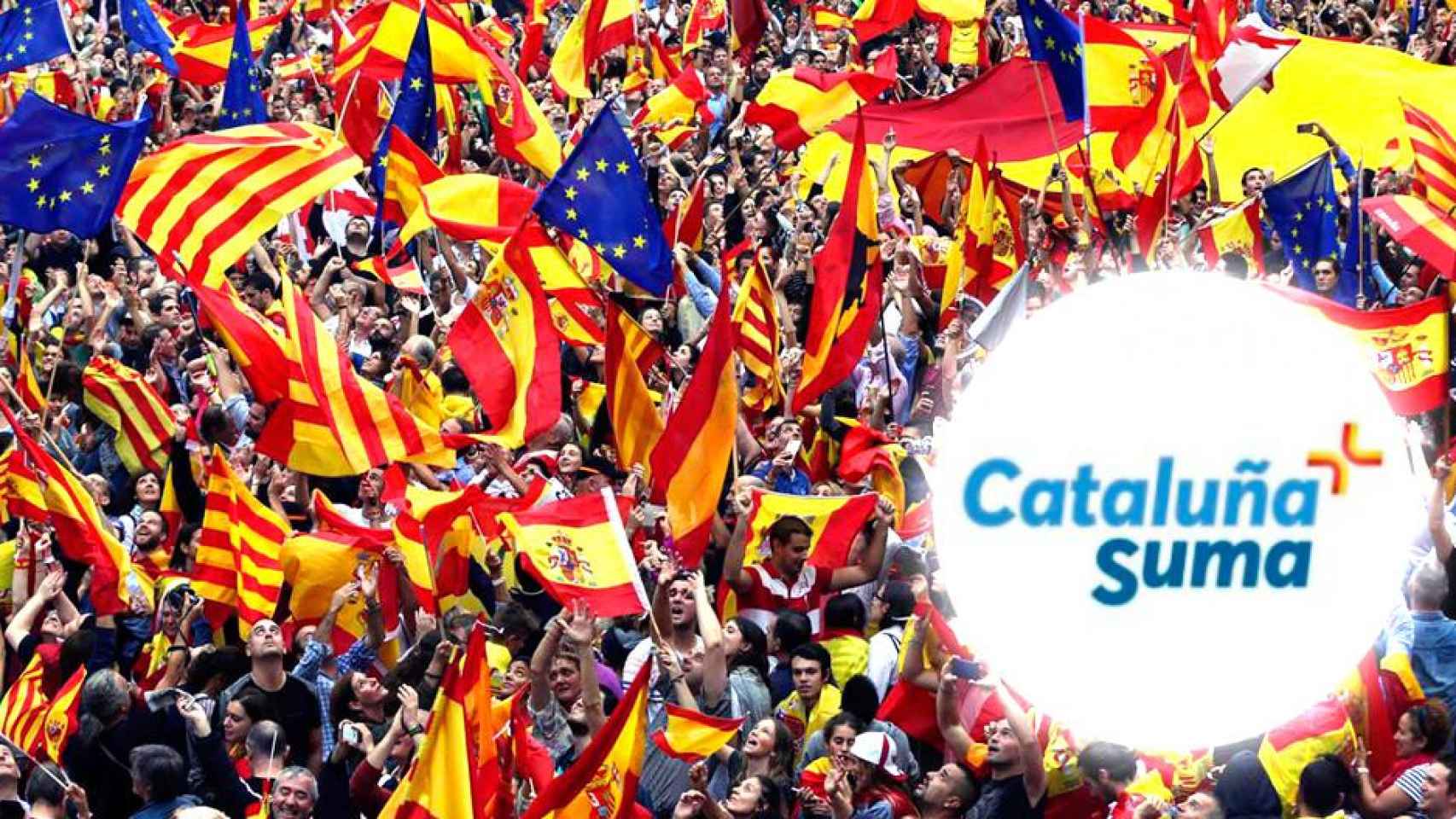 Manifestación constitucionalista con el logo de Cataluña Suma / CG