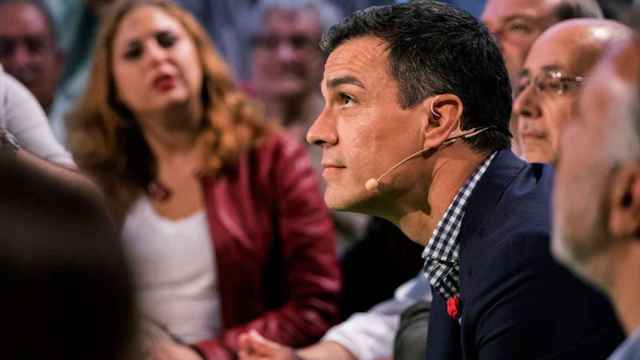 Pedro Sánchez, candidato del PSOE, en un acto de campaña.