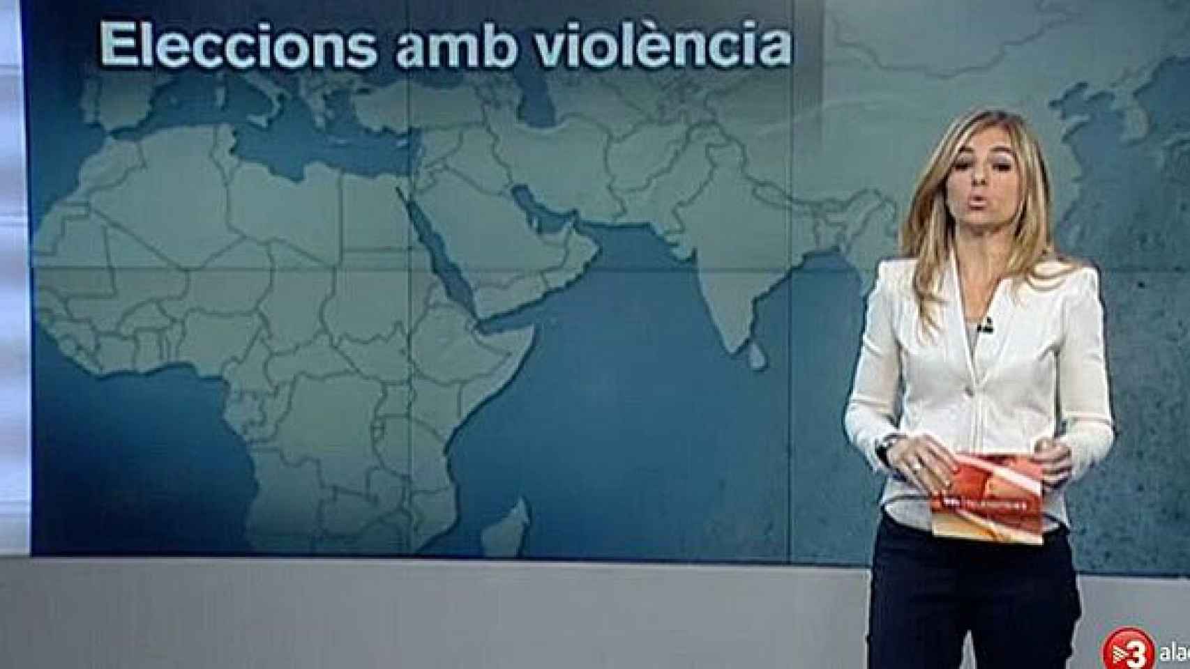 Mapa utilizado en el Telenotícies Migdia de TV3 del 6 de enero de 2014, en el que Cataluña aparece como si fuese un Estado independiente