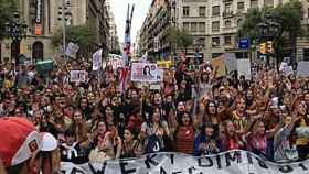 Aspecto de la manifestación de Barcelona contra la LOMCE y la LEC