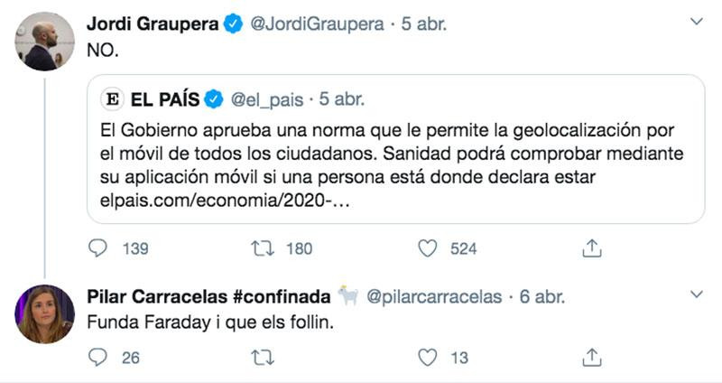 Diálogo entre Pilar Carracelas y Jordi Graupera en Twitter