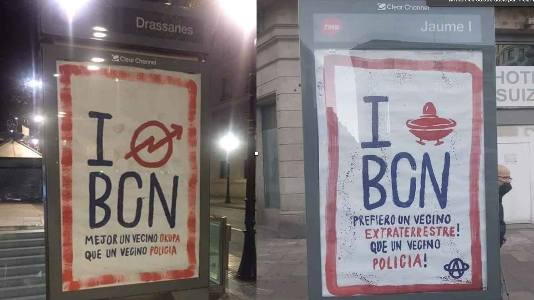 Marquesinas a favor de la ocupación y contra la policía en Barcelona / CG