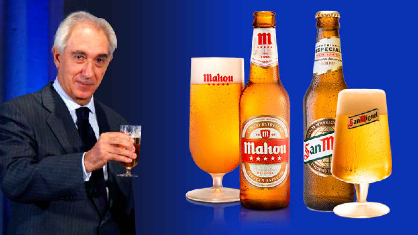 José Antonio Mahou Herraiz con las cervezas de Mahou y San Miguel / CG