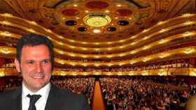 Roger Guasch, director general del Liceu, y una imagen de la platea del teatro de la ópera en Cataluña.