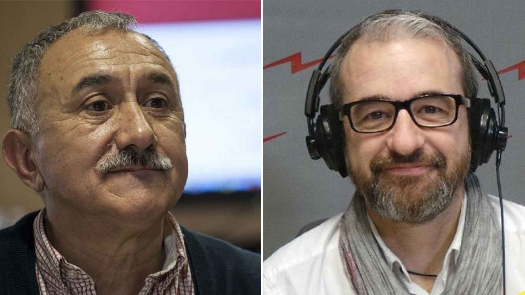 Josep Maria Álvarez (izquierda), secretario general de UGT, y Josep Ginesta (derecha), secretari general de Treball de la Generalitat.
