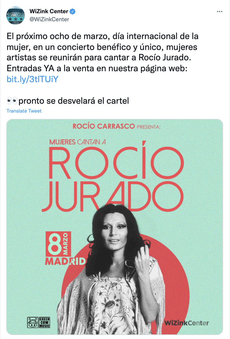 Anuncio del concierto homenaje a Rocío Jurado / TWITTER