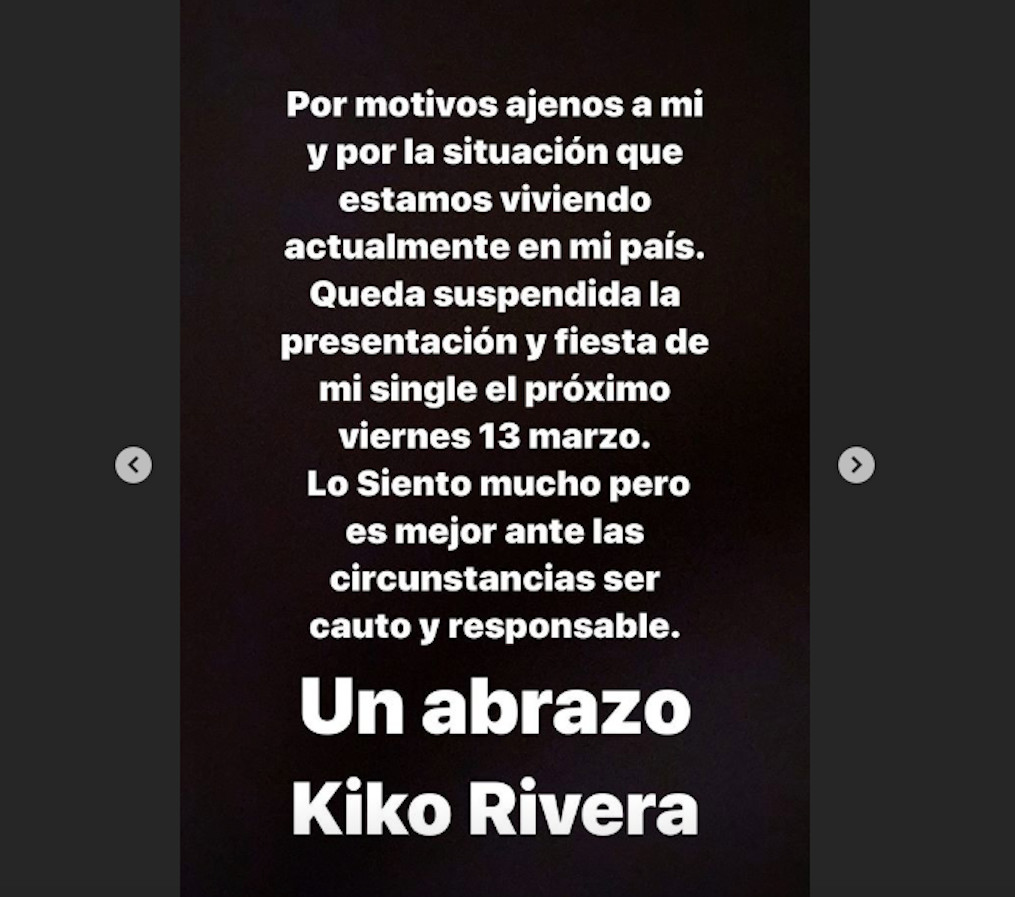 Kiko Rivera cancela un acto debido a la psicosis por el coronavirus / INSTAGRAM