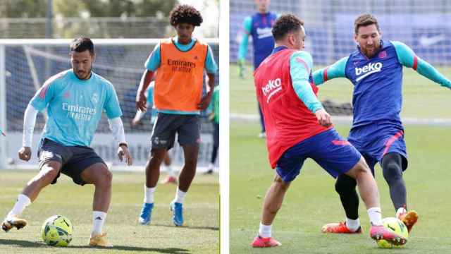 Los jugadores de Real Madrid y Barça, en un entrenamiento | Montaje Culemanía