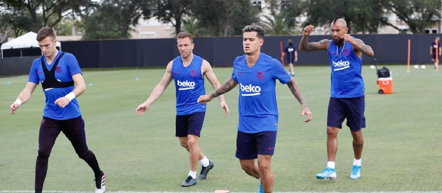 Philippe Coutinho en el entrenamiento del FC Barcelona / FCB