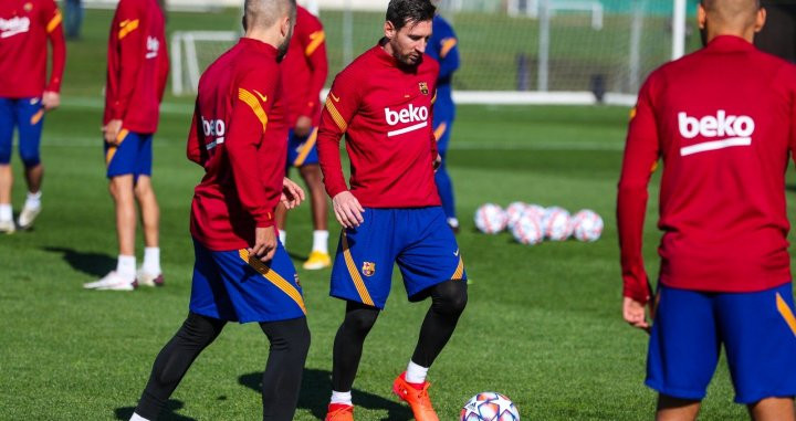Messi entrenando en Turín / FC Barcelona