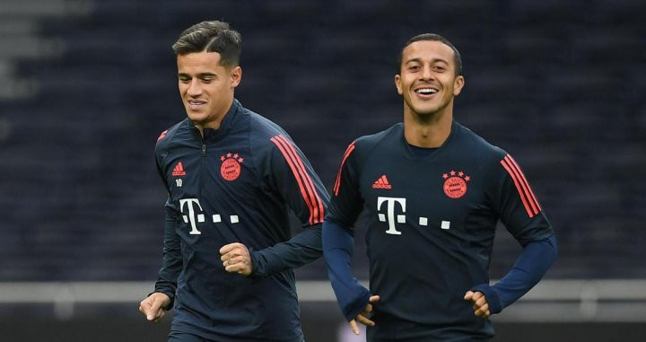 Coutinho y Thiago en un entrenamiento con el Bayern de Múnich / Redes