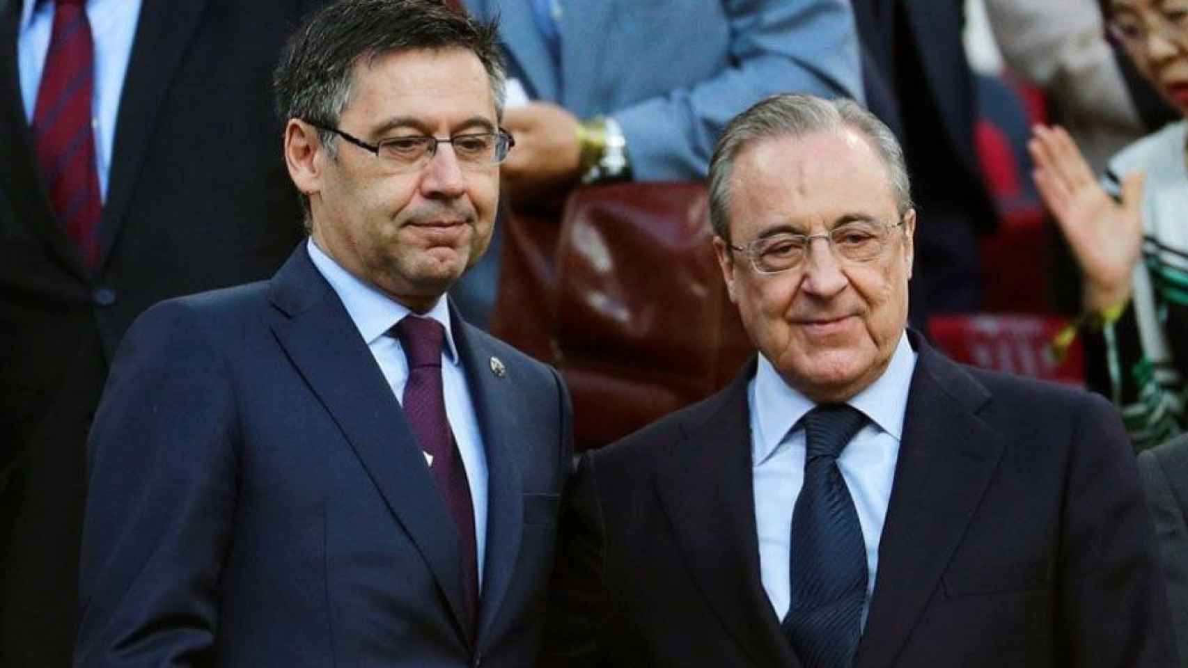 Josep Maria Bartomeu y Florentino Pérez en el Camp Nou / EFE