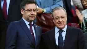 Josep Maria Bartomeu y Florentino Pérez en el Camp Nou / EFE