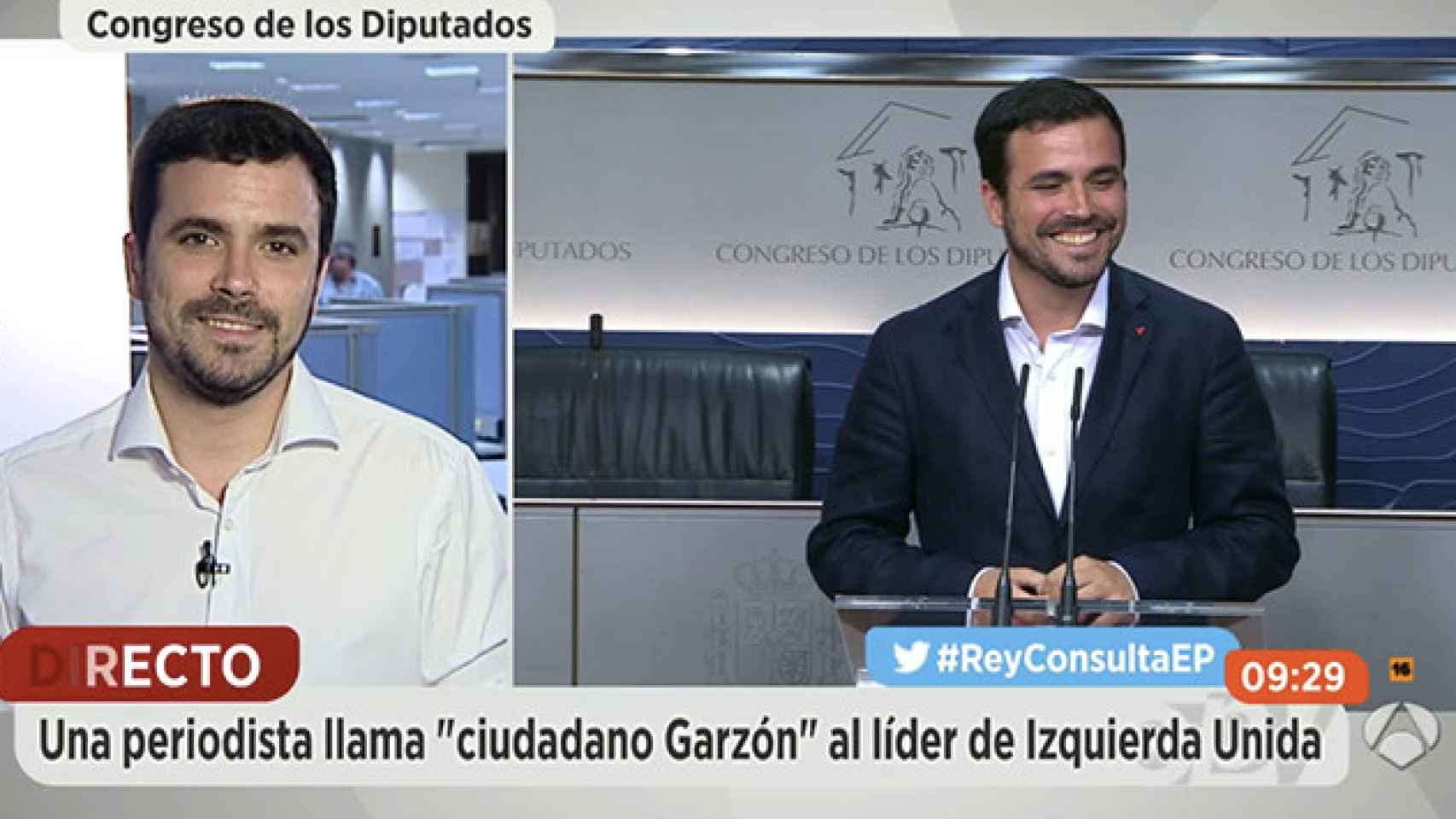 Captura de pantalla durante la entrevista a Garzón en 'Espejo público'.