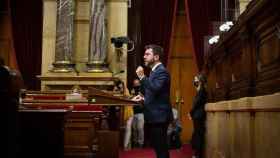 El president de la Generalitat, Pere Aragonès, interviene en su primer debate de política general (DPG), en el Parlament / EUROPA PRESS