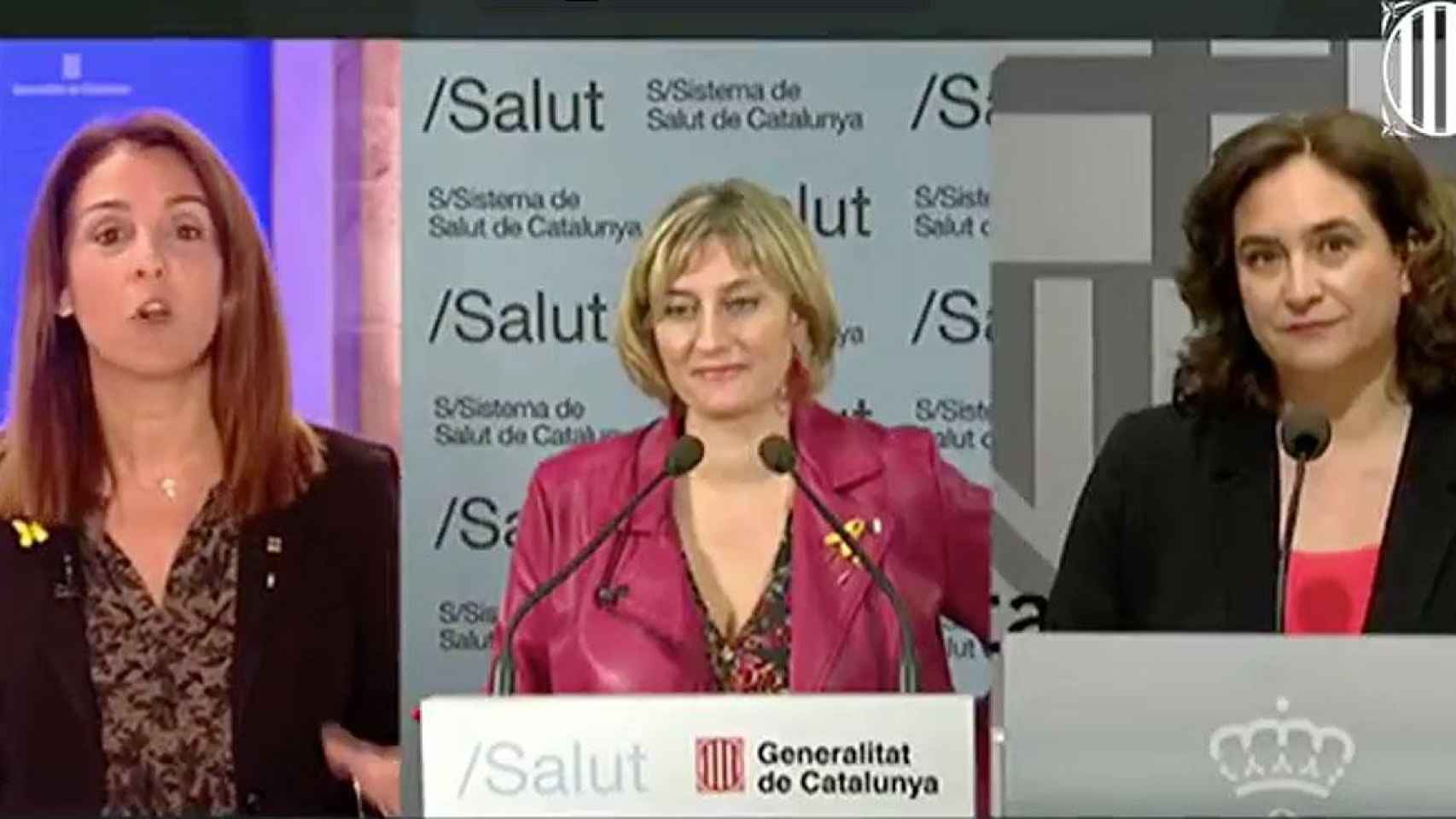 Meritxell Budó, Alba Vergés y Ada Colau en rueda de prensa / GOVERN