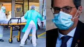 Quim Torra, presidente de la Generalitat de Cataluña, con una mascarilla quirúrgica contra el virus / CG