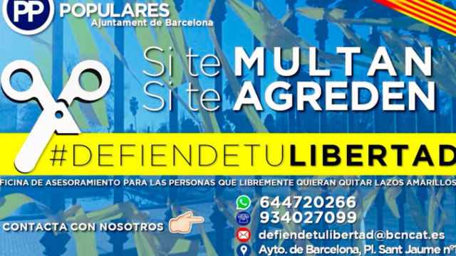 Imagen de la campaña de la oficina de agredidos y multados por quitar lazos amarillos del PP de Barcelona / CG