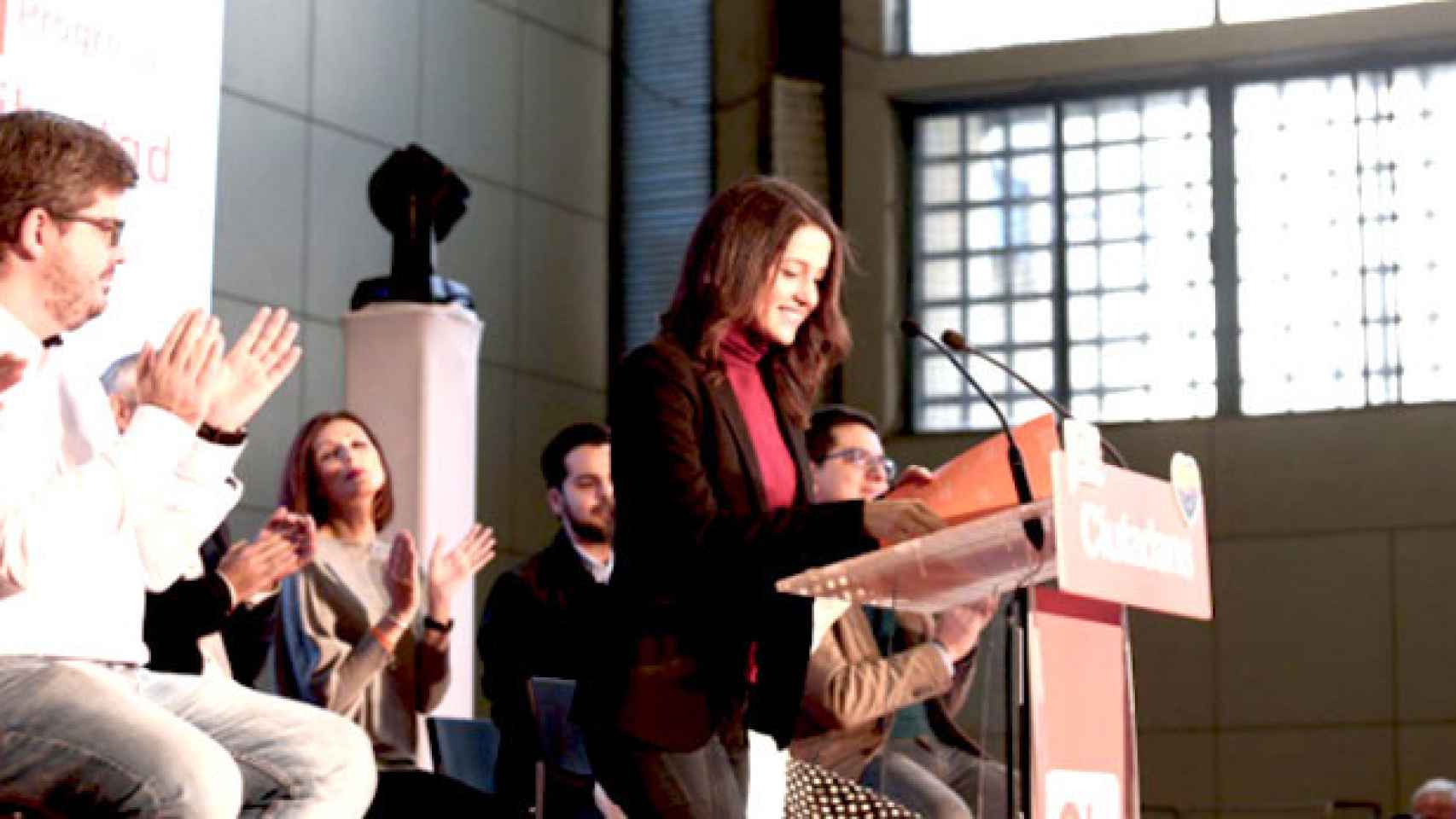 Inés Arrimadas, líder de Ciudadanos en Cataluña, en el mitin de la formación en Hospitalet del Llobregat / CG