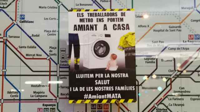 Cartel contra la crisis del amianto en el Metro de Barcelona, que ha llevado a los trabajadores a hacer huelga / TWITTER
