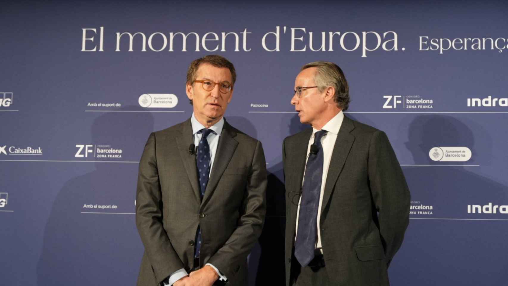 Alberto Núñez Feijóo y Javier Faus a la entrada de las jornadas del Círculo de Economía de 2022 / CG (Luis Miguel Añón)