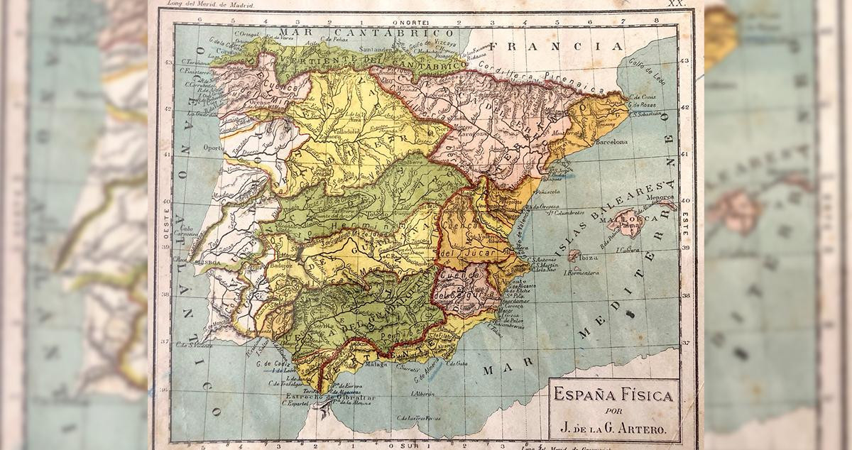 Mapa de la España física de 1917 / J. DE LA G. ARTERO